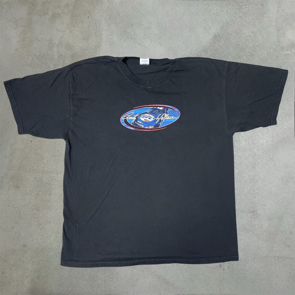 Vintage Rusty Wallace NASCAR T-Shirt Mens XL Black Racing Study Hall Graphic Tee